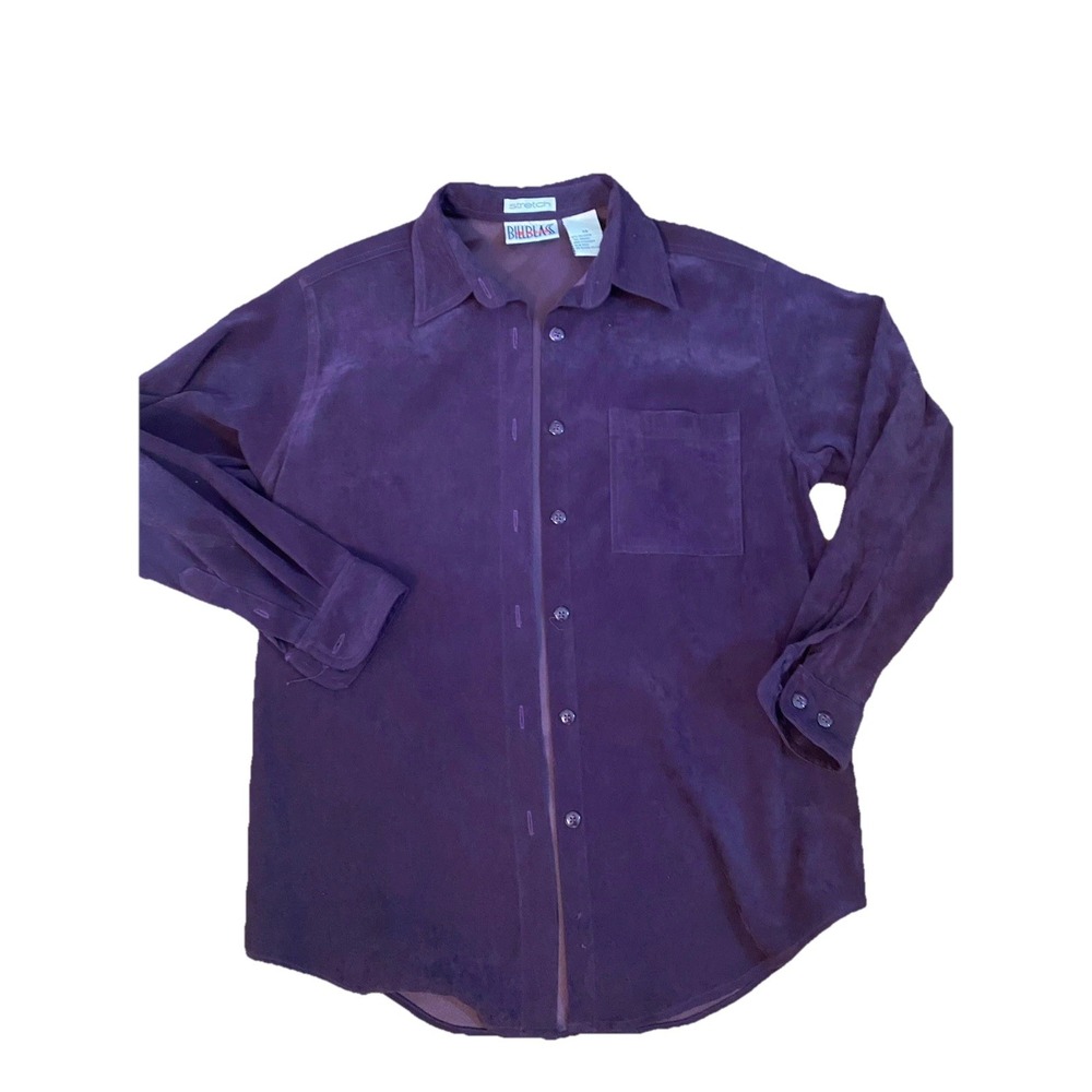 Y2k BILL BLASS JEANS‎ Shirt Vintage  Purple Suede Shirt Sz XS Grannycore